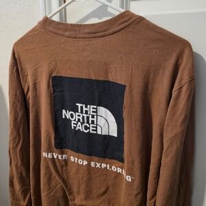 The North Face Mens Brown Long Sleeve Graphic Box Logo T-Shirt Size M